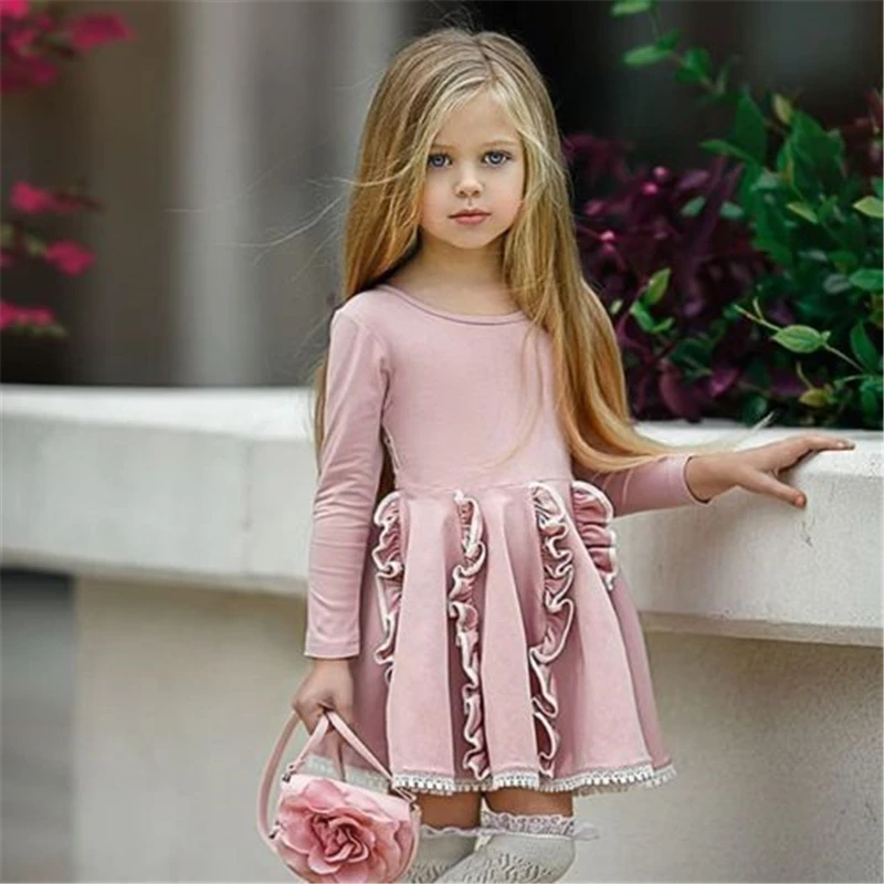 

toddler baby girl cotton pink long sleeve casual dress baby girl spring dress