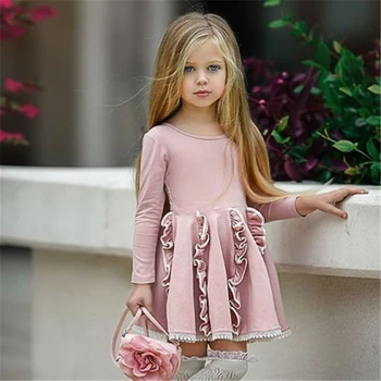 

toddler baby girl cotton pink long sleeve casual dress baby girl spring dress