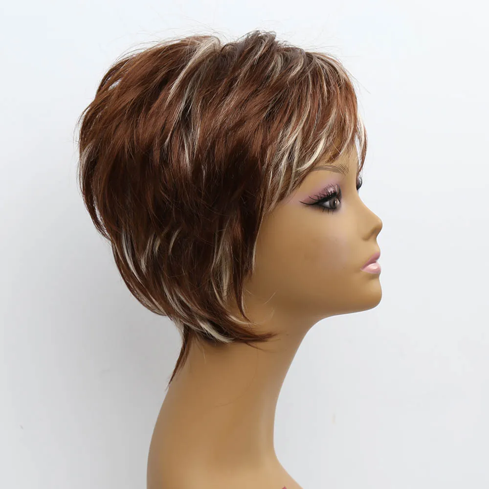 Amir Ombre Sintetis Wig Pendek Blonde Wig Sintetis Perempuan