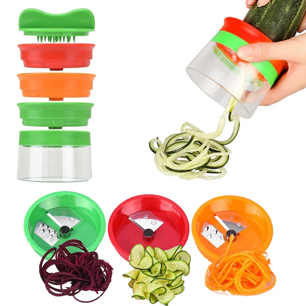 

3 in 1 Vegetable Grater Spiral Slicer Shredder Fruit Vegetable Spiralizer Slicer Carrot Potato Cucumber Cutter Kitchen Tool