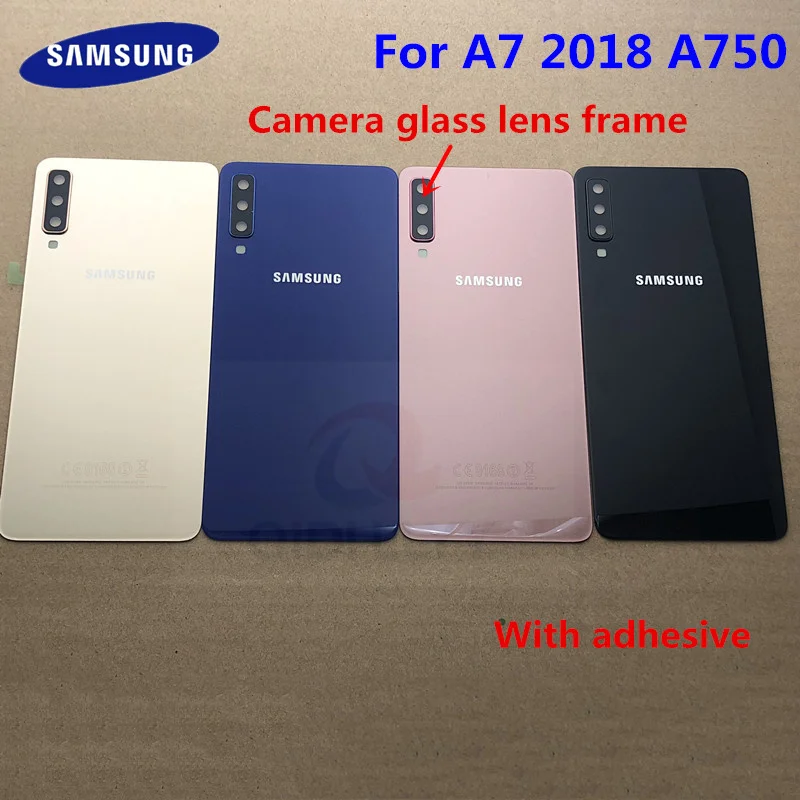 Для samsung Galaxy A7 A750F SM-A750 задняя крышка батарейного отсека Корпус Замена запасные части+ Ушная камера стеклянная рамка объектива