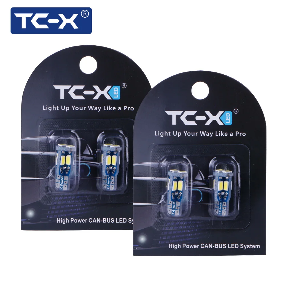 TC-X 2 пары t10 w5w led передние габариты подсветка салона номера лампочки для авто