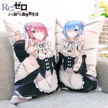 

Anime Re:Life in a Different World From Zero Rem & Ram Hugging Body Short Pillow Cute Cushion 2WAY Plush Fabric 35*55/45*70cm