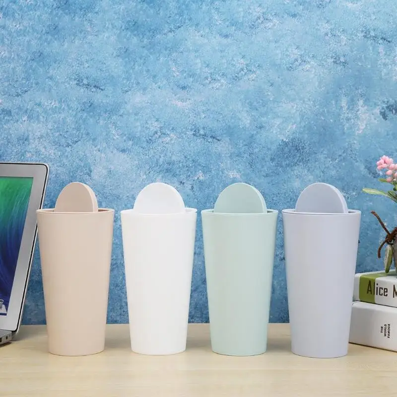 

New Desktop Waste Bins Trumpet Desktops Mini Creative Covered Kitchen Living Room Trash Can Rolling Cover Type Desktop Dustbin