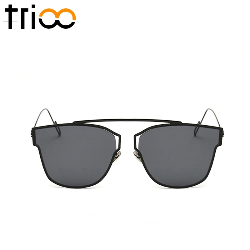 TRIOO модная обувь на плоской подошве топ солнцезащитные очки для женщин зеркало Цвет тенденции Óculos gafas-де-сол UV400 летние оттенки очки из металла