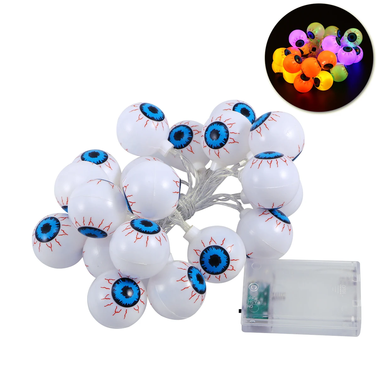 2 M 20 LED Scary Spooky Eyeball String Lights Battery Operated