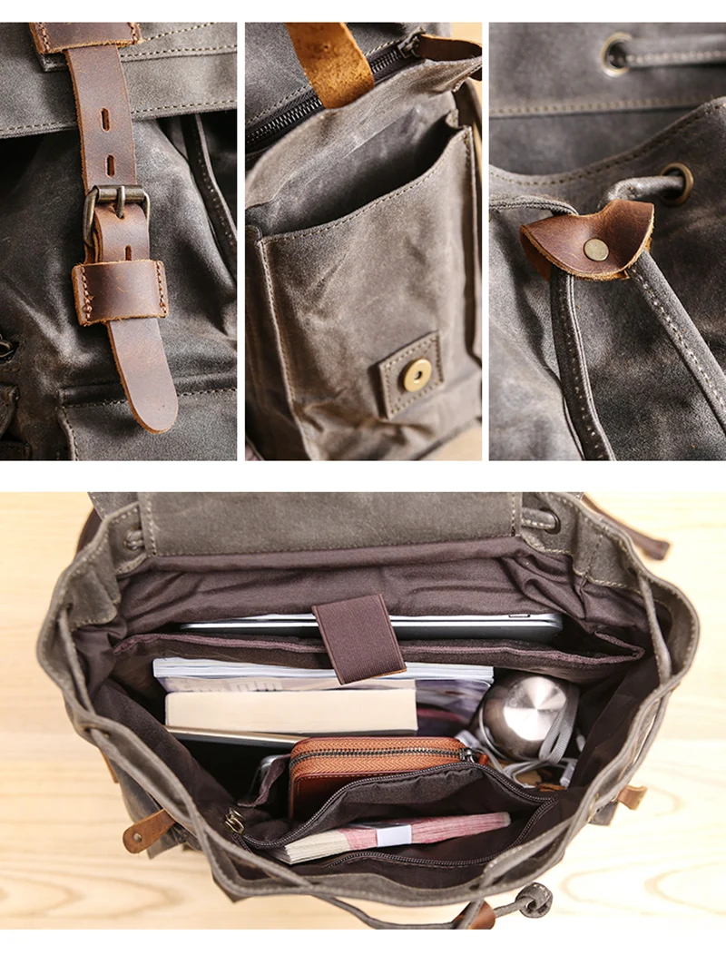 Inside picture of the tallinn canvas drawstring backpack