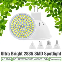 E27 светодиодный лампы GU10 E14 светодиодный светильник 220 V SMD 2835 MR16 Spotlight 40 60 80 светодиодный s теплый белый холодный белый свет для украшения дома