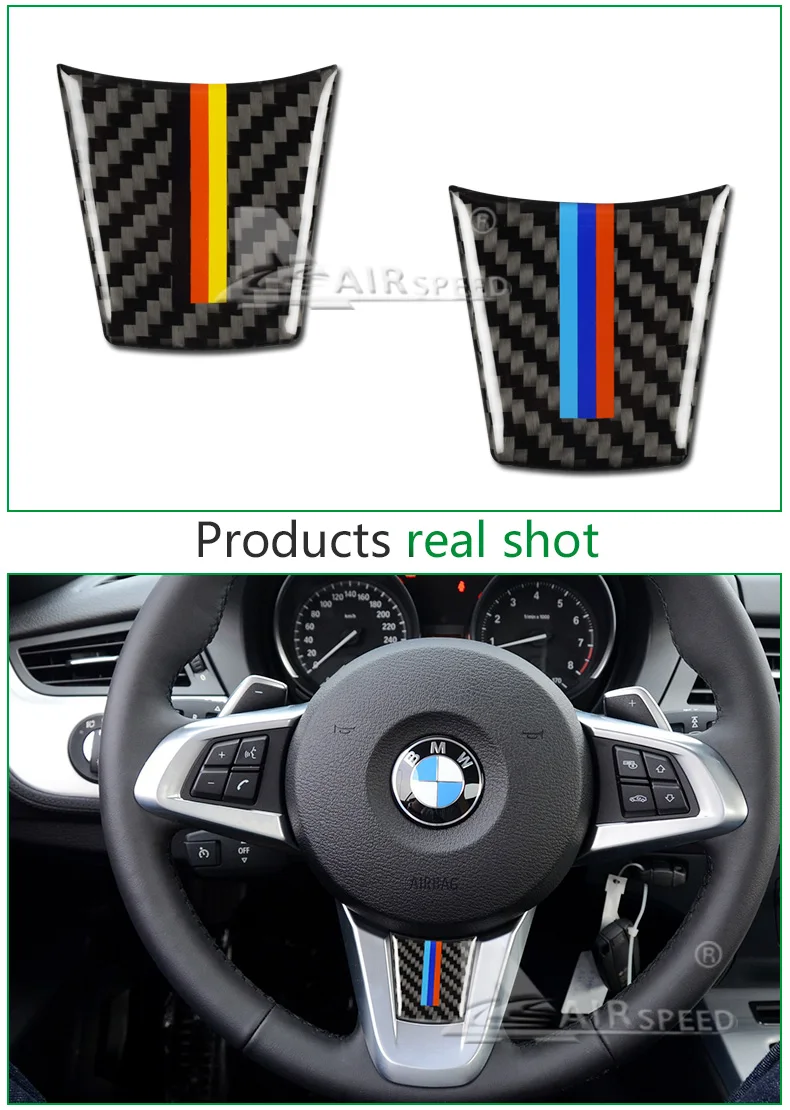 Carbon Fiber Auto Decorazione interna adesivi Stewering Emblem Sticker Decalcomanie Auto Auto Accessori per B-M-W Z4 E89 2009-2015 Decorazione