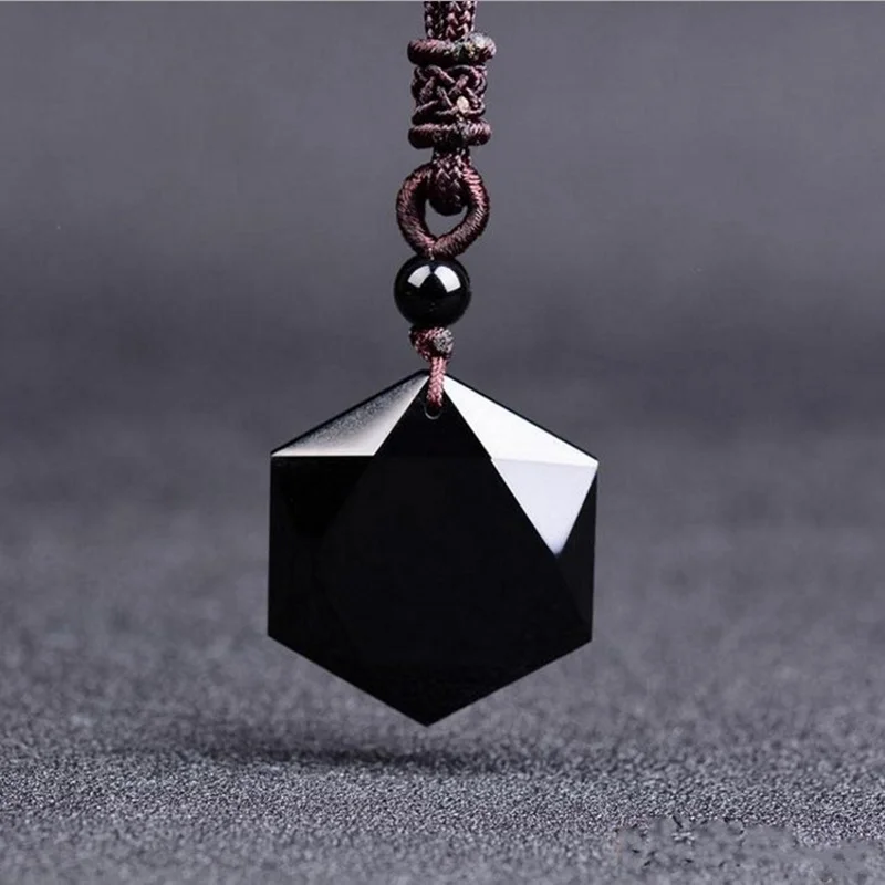 

Obsidian Pendant Amulet Six Star Rock Pendant Necklace Energy Pendulum Magical Stone Jade Jewelry Crystal Gift For Men Women