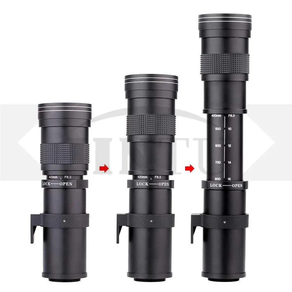 JINTU 420 800 мм f/8 3 HD телеобъектив с фокусировкой для фотографического зеркального