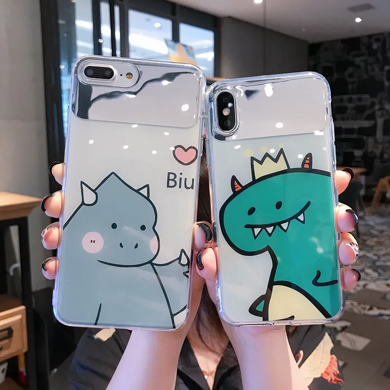 

Hardened acrylic plated mirror phone case For iphone Xs Max Xr X Beautiful cute cartoon Shell For iphone 6 6S Plus 7 8 Plus Case