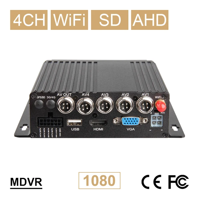 $US $141.90 New 4CH WIFI Car Mobile Dvr AHD 1080P SD Card Vehicle Video Mdvr 24H Monitoring Real Time Online Su