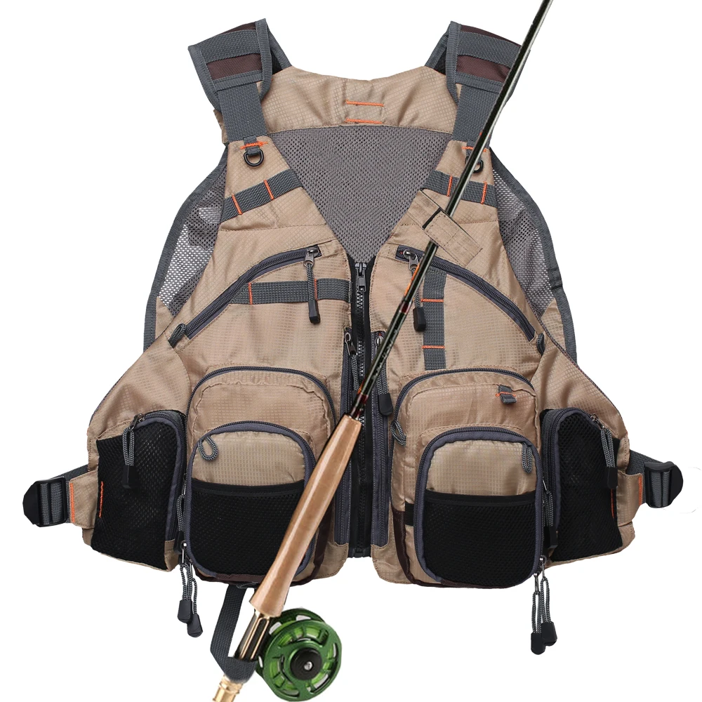 Pesca com Mosca Pacote para Equipamento de Pesca Ajustável para Homens e Mulheres Colete Truta Multifunções Respirável Mochila Tamanho 7 ajustável para homens e mulheres