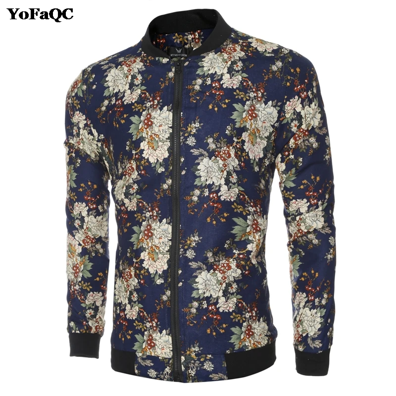 2017 Spring Autumn New Fashion Brand Flower Jacket Men Clothes Male