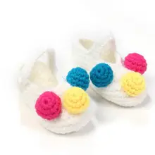 1 пара новых милых мягких подошв для маленьких девочек, цветные цветы, ручная вязка, обувь для малышей, детская кроватка 11 см