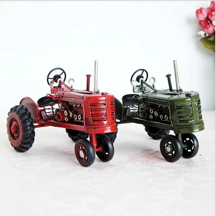 buy Vintage Iron Tractor Model Decoration Nostalgic Home Study Bookcase Wine Cabinet TV Cabinet Decorations Crafts