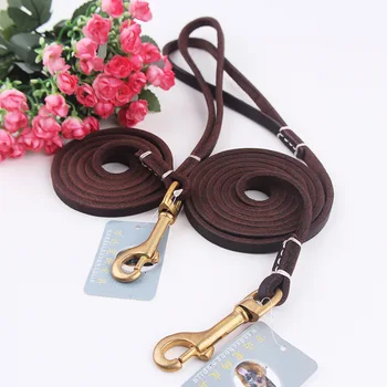 

20Pcs/Lot Wanda True Cowhide Brass Hooks Leash Big Dog Cowhide Pet Leashes Width 0.8cm Pet Supplies