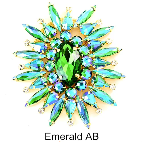 1 шт. стразы с круглыми цветочками, пришивные стразы, аппликации с золотым низом, стразы с плоским основанием для свадебного платья B3771 - Цвет: Emerald AB