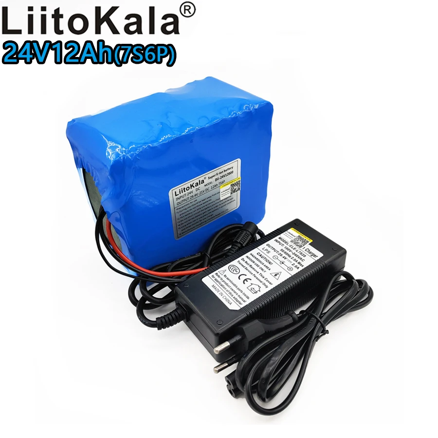 

Liitokala 24v battery 24v 12ah lithium battery pack 29.v battery 7s6p lithium ion rechargeable battery bms 7s with 2A charger