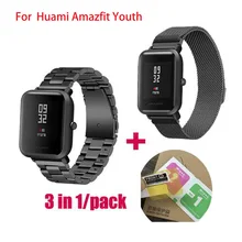 20 мм ремешок для Amazfit часы из металла Нержавеющая сталь ремешок для Xiaomi Huami Amazfit молодежи Bip бит Смарт-часы запястье