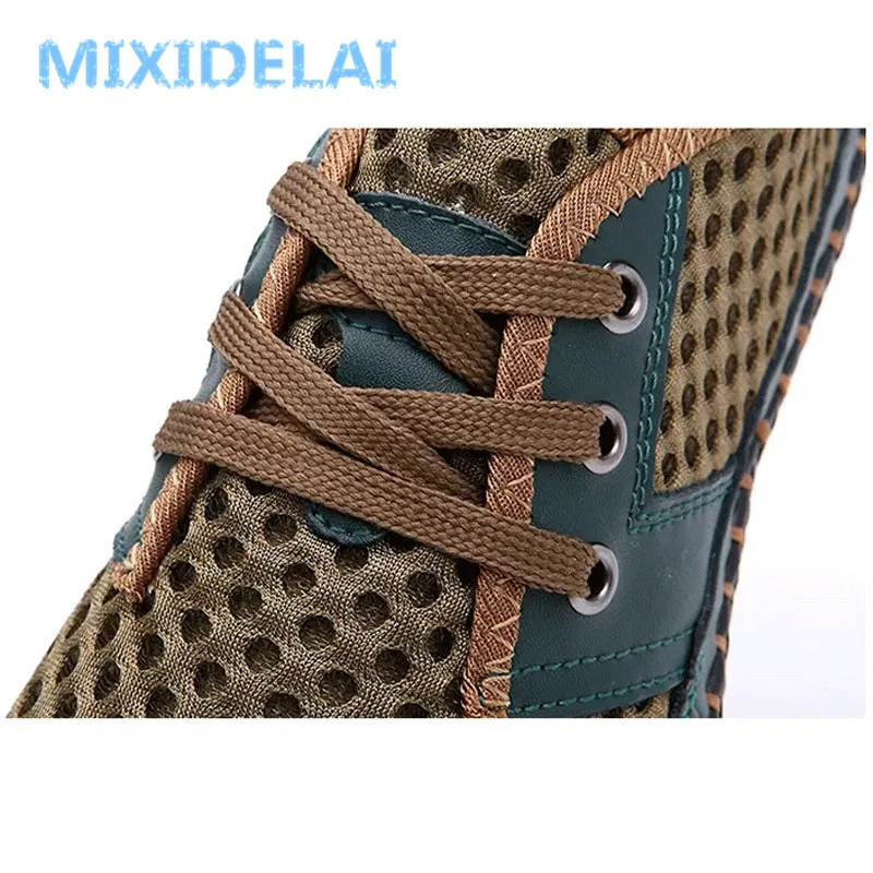 Summer Breathable Mesh Men Casual Shoes Comfortable Handmade Men Lace-Up Loafers 38-48 casual shoes casual loafers