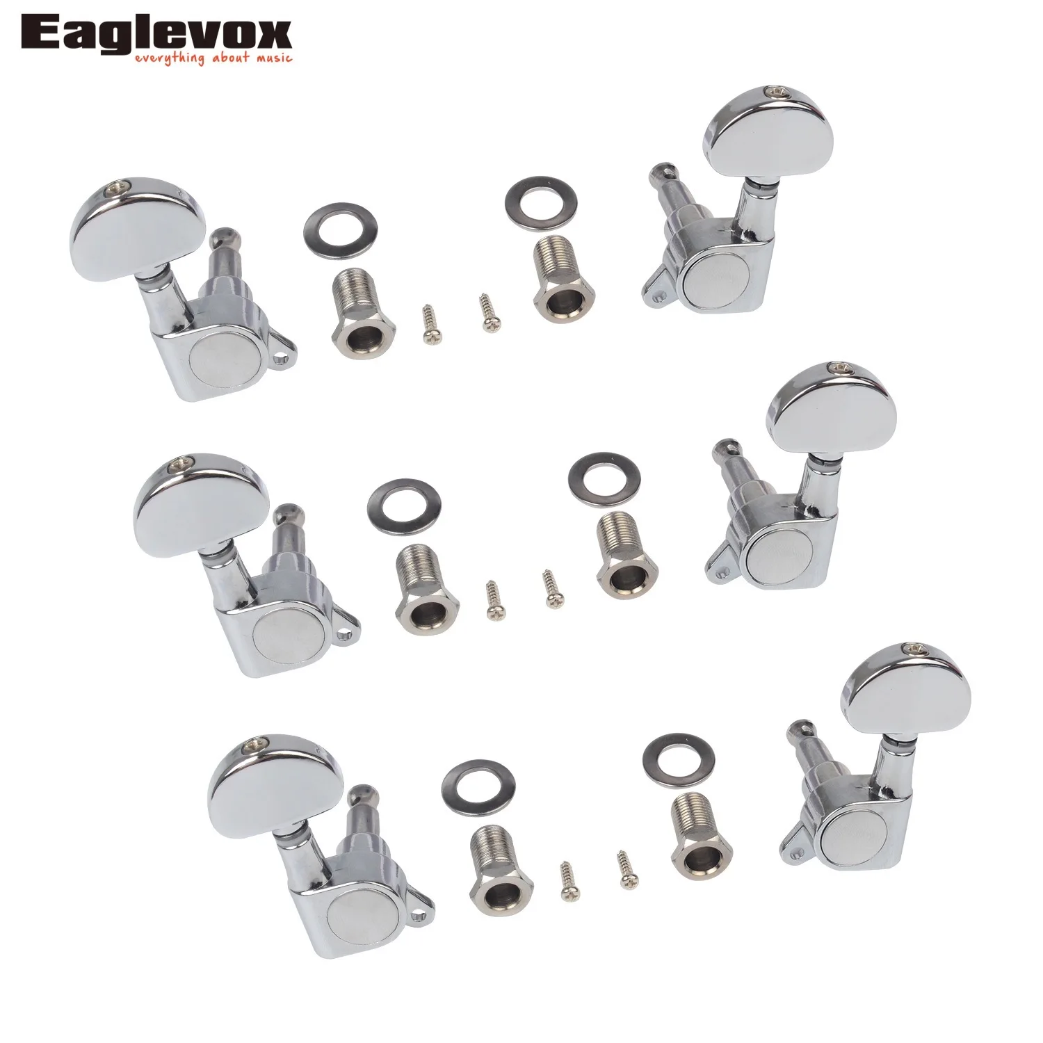 6 Pieces Acoustic Guitar Machine Heads Knobs Zinc Alloy Closed Knob