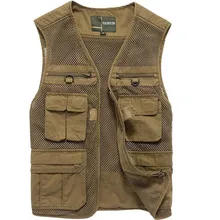 Модный мужской сетчатый жилет среднего возраста летний мужской тонкий многокарманный однослойный жилет многофункциональная рыболовная фотография путешествия