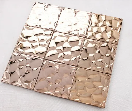 Металлическая мозаичная плитка цвета розового золота для кухни|tile for kitchen|tiling mosaic