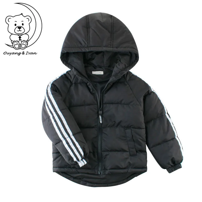 

2018New Children's Thick Coat Boys Black Parkas Girl Red Outwear Cotton Coat Zipper Clothes With Hooded Winter Kids Casual Coat
