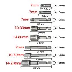 Ударные Сверла Набор отверток адаптер гнезда расширения шестигранный хвостовик 8cs + Мощность Гайка Драйвер сверло набор Метрическая