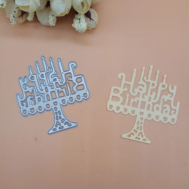 

Happy birthday Letter cake with birthday Clear Stamp With Cutting Dies 2018 New for DIY Scrapbooking Decorative Dies