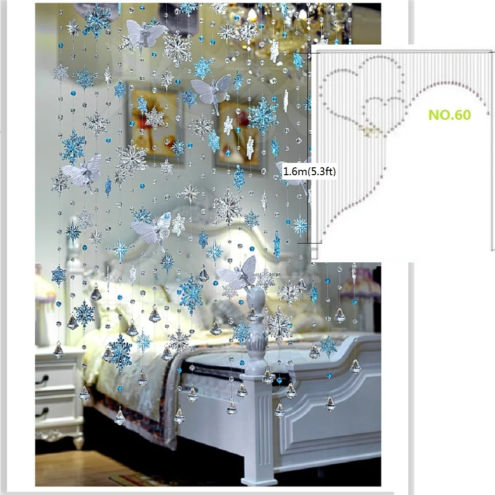 Готовая занавеска 46 шт./лот, снежный ангел, Хрустальная бусина, занавеска для двери, занавеска для крыльца, перегородка, Рождественское украшение, № 60