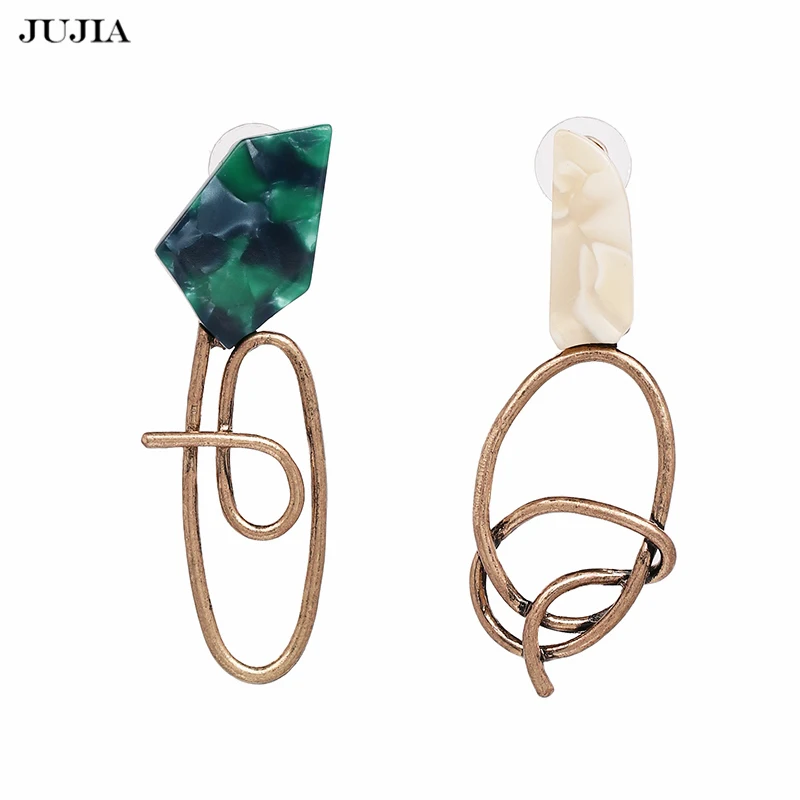 

JUJIA Vintage Chic Acrylic Earrings Irregular Resin Drop Dangle Earrings For Women Geometric Jewelry Brincos