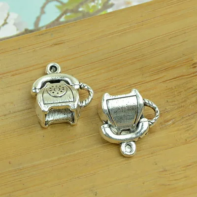 DIY alloy charm pendant moblie phone/cellphone shape antique silver vintage jewelry making accessories findings beads