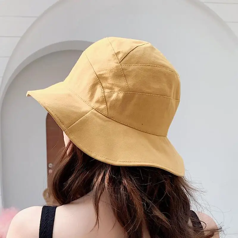 

SUOGRY Women Casual cotton Hip Hop Bucket Hat 2019 Summer Men Foldable Beach Sunscreen Wide Brim Flat Top Sunbonnet