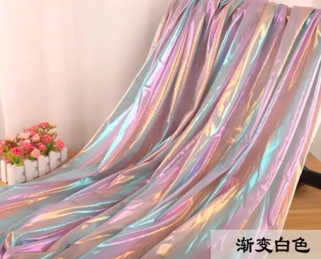 Сценический Косплей эластичная лазерная ткань тонкая лайкра ткань бронзовая ткань для свадебного украшения DIY платье 1 ярд - Цвет: 6