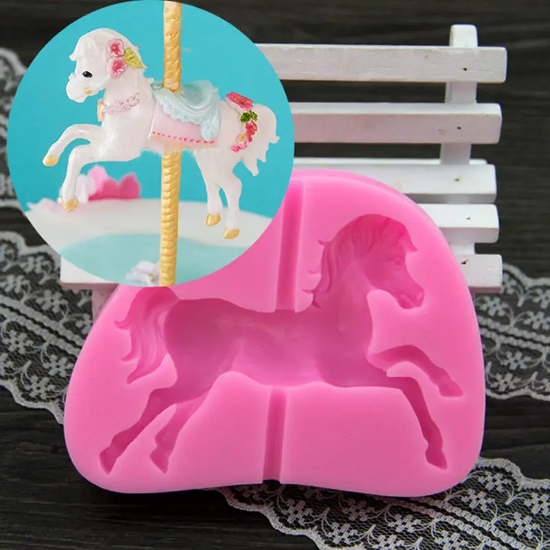 

Carousel Horse Silicone Fondant Mold Soap Cake Decor Chocolate Baking Moulds Wholesale Gift