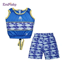 Erapinky/жилет для плавания от 2 до 6 лет+ шорты, синий жилет с изображением акулы, Детская Спасательная куртка для малышей, детский бассейн, плавучий жилет для маленьких мальчиков