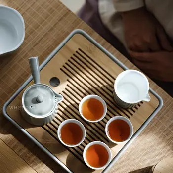 

Japanese Office Household Contracted The Teapot Tea Suit Ash Series "zen Kung Fu Ceramics