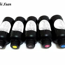 500 мл светящиеся в ультрафиолетовом свете чернила для печати на мягких материалах УФ чернила для UV планшетный принтер Epson или DX5 DX6 DX7 печатающая головка сохраняет вид при умеренном контакте с УФ-лучами чернила K C M Y W