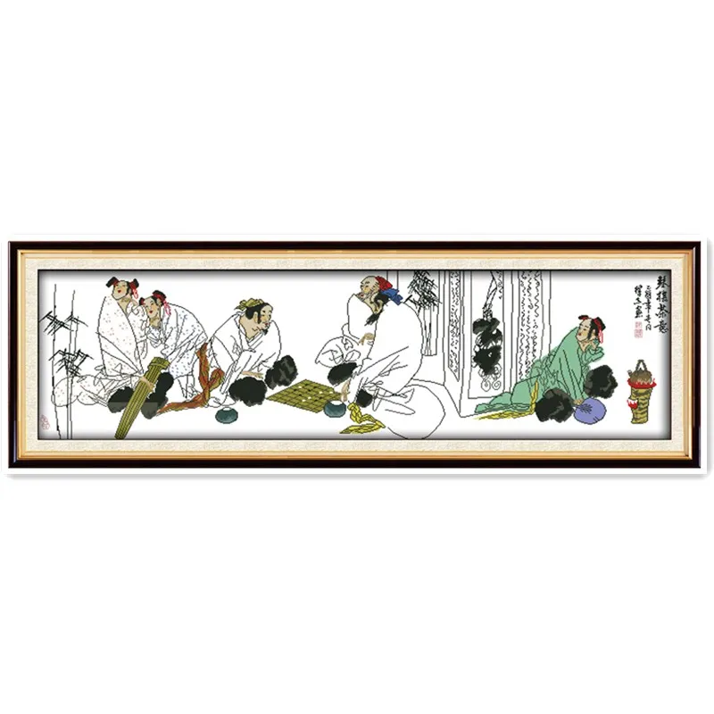 

Piano, Chess And Tea Art Home Decor Chinese Counted Cross Stitch Patterns Kits Embroidery Cross Sets DMC Cross Stitch Fabric