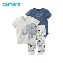 Carter s 3 Piece baby children kids clothing Boy Summer Elephant Babysoft Bodysuit Pant Set 127G895