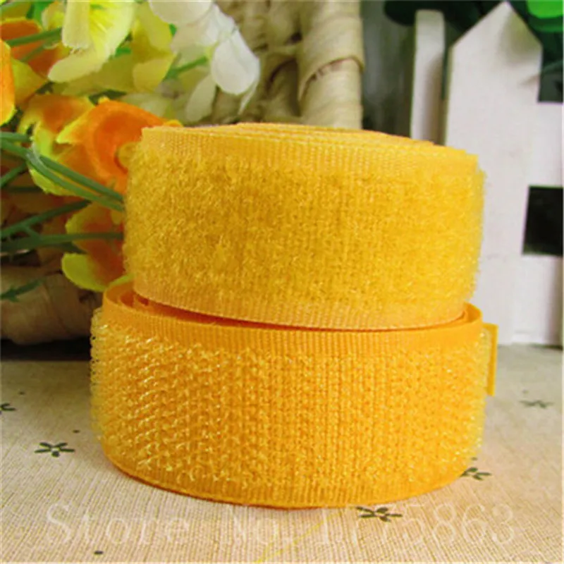 

5 yards 20mm Width Yellow Sew on Hook and Loop Tape AA7304