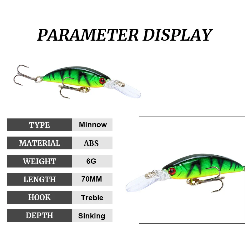 1 шт. блесна Рыболовная Приманка 7 см 6 г Тонущая воблер жесткая приманка воблеры искусственная Щука Карп плавающая приманка для форель, щука