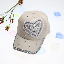 Летняя мягкая Регулируемая бейсбольная кепка со стразами модная кепка с жемчугом и кристаллами
