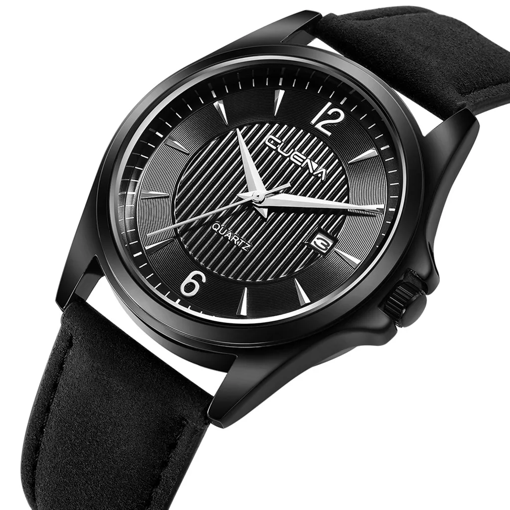 2018 Reloj мужские часы с большим циферблатом военные кварцевые кожаные спортивные
