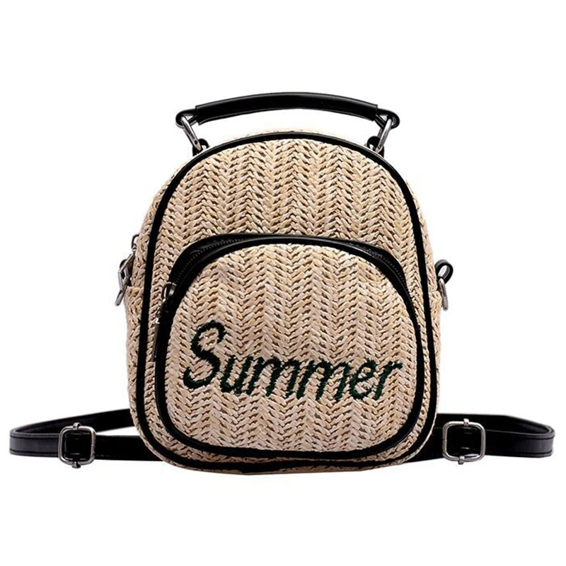 Женская Соломенная Сумка-мешок летние Тканные сумка для шопинга на плечо кошелек Пляжная Сумочка Соломенная женская сумка дорожная сумка