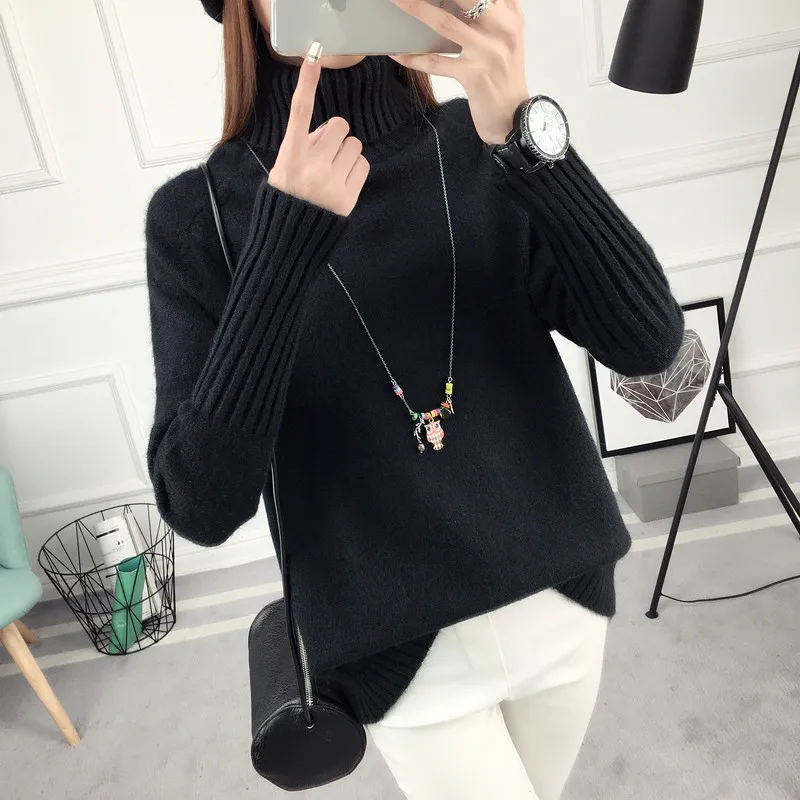 2018 Autumn new women sweater loose comfortable Pullovers Turtleneck solid color long-sleeved knitting female sweater ly0330 2018 Autumn new women sweater loose comfortable Pullovers Turtleneck solid color long-sleeved knitting female sweater ly0330