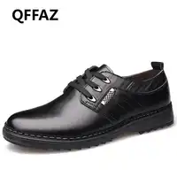 QFFAZ New Leather Mens Dress Shoes High Quality Oxford Shoes For Men Lace-Up Business Men Shoes Fashion Casual men shoses